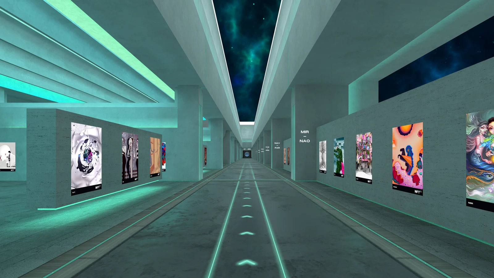 NFT.NYC × MONA — central corridor