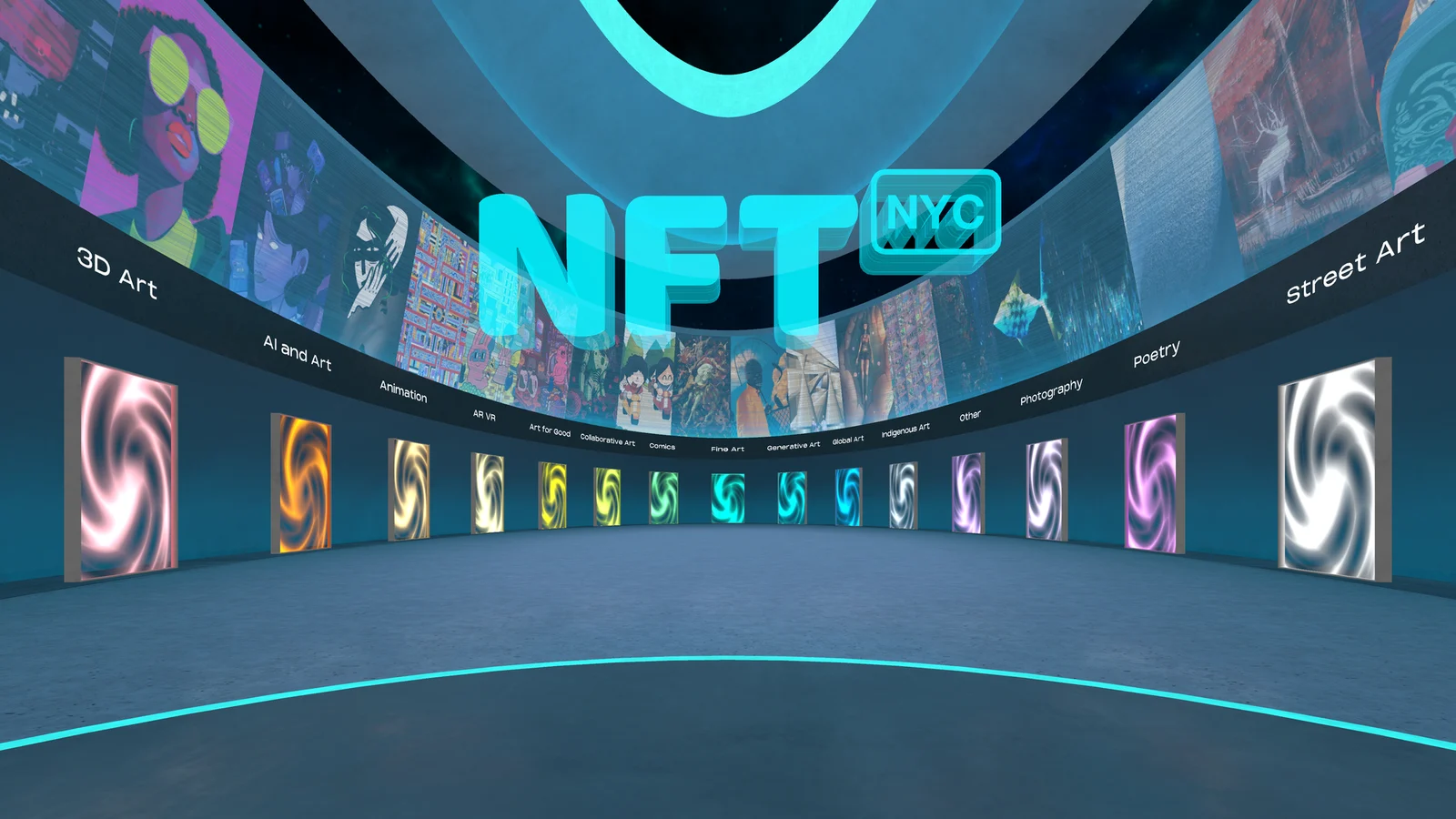 NFT.NYC × MONA — central hub with one portal per category